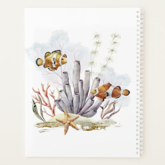 Nautical Ocean Beach Turtle Clownfish Planner (Achterkant)