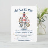 Nautical Ocean Beacon Party Invite Kaart (Staand voorkant)