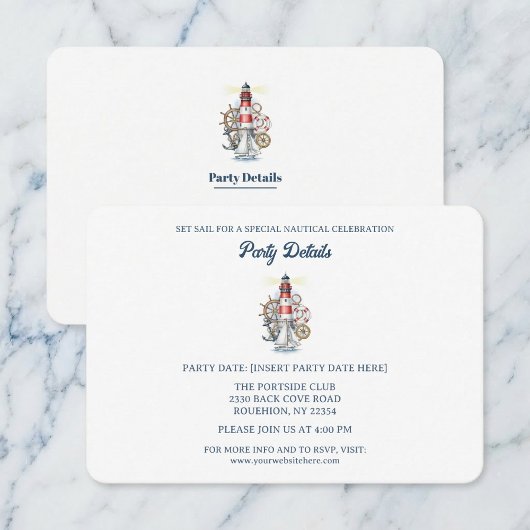 Nautical Ocean Beacon QR Code RSVP Kaartje