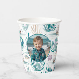 Nautical Ocean Birthday Photo Personalized Papieren Bekers