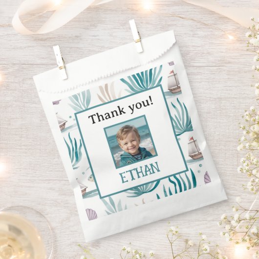 Nautical Ocean Birthday Photo Thank You Bedankzakje (Geknipt)