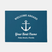 Nautical Ocean Blue Custom Boat Name Anchor Deurmat (Voorkant)