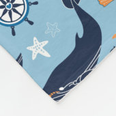 Nautical Ocean Blue en Oranje Fleece Deken (Hoek)