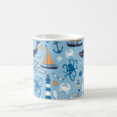 Nautical Ocean Blue en Oranje Koffiemok (Center)