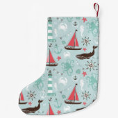 Nautical Ocean Blue en Roos Kleine Kerstsok (Achterkant)