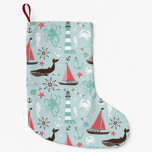 Nautical Ocean Blue en Roos Kleine Kerstsok (Voorkant)