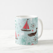 Nautical Ocean Blue en Roos Koffiemok (Voorkant rechts)