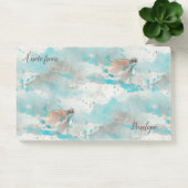 Nautical Ocean Blue Waterverf Zee Turtle and Name Post-it® Notes (Kantoor)