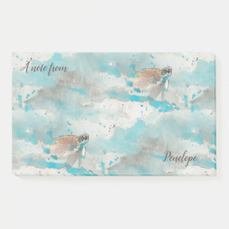 Nautical Ocean Blue Waterverf Zee Turtle and Name Post-it® Notes