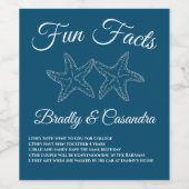 Nautical Ocean Blue Wedding Starfish Fun Facts Wijn Etiket (Enkel label)