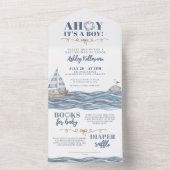Nautical Ocean Boy Baby shower All In One Uitnodiging (Binnen)