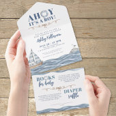 Nautical Ocean Boy Baby shower All In One Uitnodiging