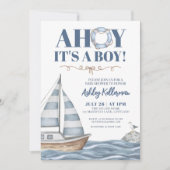 Nautical Ocean Boy Baby shower Kaart (Voorkant)