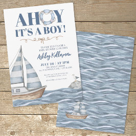 Nautical Ocean Boy Baby shower Kaart
