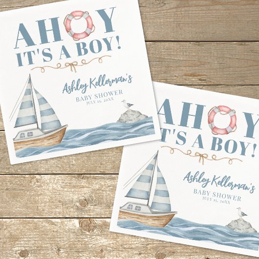 Nautical Ocean Boy Baby shower Servet