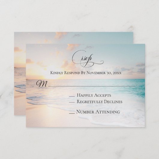 *~* Nautical Ocean Exotic Beach Wedding RSVP (Voorkant / Achterkant)