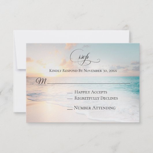 *~* Nautical Ocean Exotic Beach Wedding RSVP Kaartje (Voorkant)