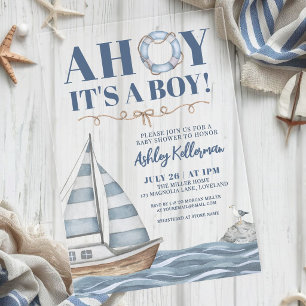 Nautical Ocean Jongen Baby Shower Acryl Uitnodigingen