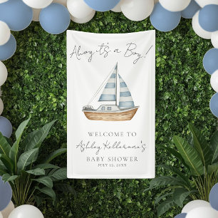 Nautical Ocean Jongens Baby Shower Welkomstbord Spandoek