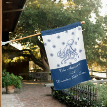 Nautical Ocean Navy Blue Octopus Adres