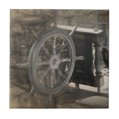  Nautical Ocean Navy Ship Sepia Sketch Art Tegeltje (Voorkant)