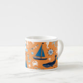 Nautical Ocean Oranje Espresso Kop (Voorkant rechts)