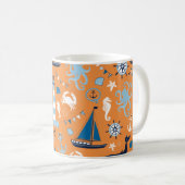 Nautical Ocean Oranje Koffiemok (Voorkant rechts)