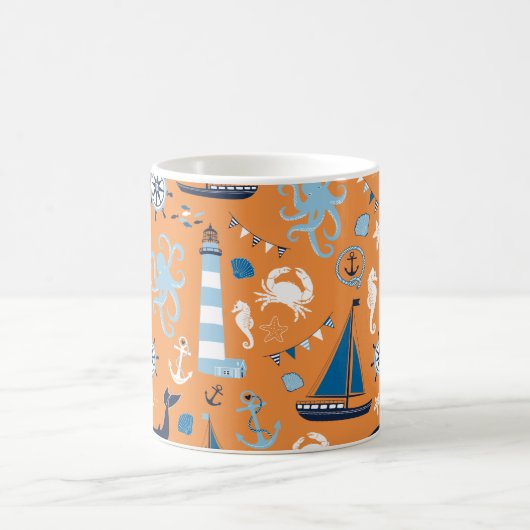 Nautical Ocean Oranje Koffiemok (Center)