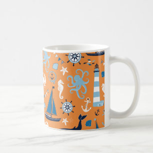 Nautical Ocean Oranje Koffiemok