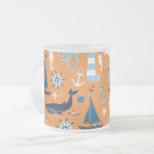 Nautical Ocean Oranje Matglas Koffiemok (Voorkant links)