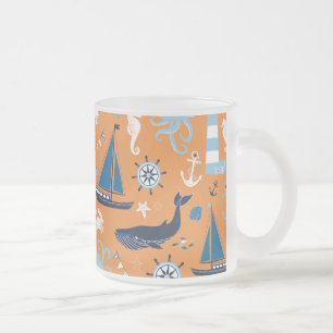 Nautical Ocean Oranje Matglas Koffiemok