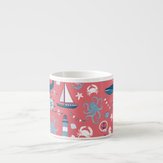 Nautical Ocean Roos Espresso Kop (Voorkant)
