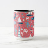 Nautical Ocean Roos Tweekleurige Koffiemok (Center)