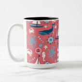 Nautical Ocean Roos Tweekleurige Koffiemok (Links)