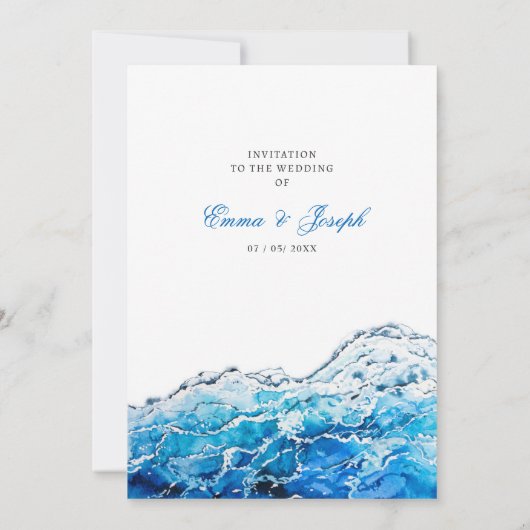 Nautical Ocean strand modern elegant Wedding Kaart (Achterkant)