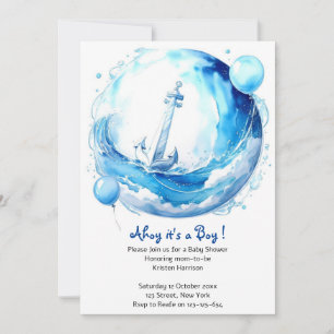 Nautical Ocean Theme Boy Baby shower Kaart