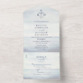Nautical Ocean Waterverf Wedding All In One Uitnodiging (Binnen)