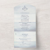 Nautical Ocean Waterverf Wedding Monogram All In One Uitnodiging (Binnen)
