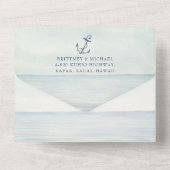 Nautical Ocean Waterverf Wedding Monogram All In One Uitnodiging (Achterkant)