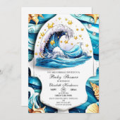 Nautical Ocean Waves Baby shower Kaart (Voorkant / Achterkant)