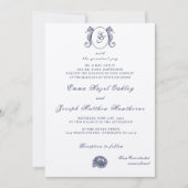 Nautical Oceanic classic dark navy blue 2 Wedding Kaart (Voorkant)