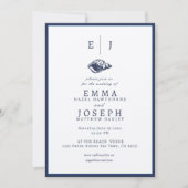 Nautical Oceanic classic dark navy blue 5 Wedding Kaart (Voorkant)