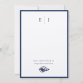 Nautical Oceanic classic dark navy blue 5 Wedding Kaart (Achterkant)