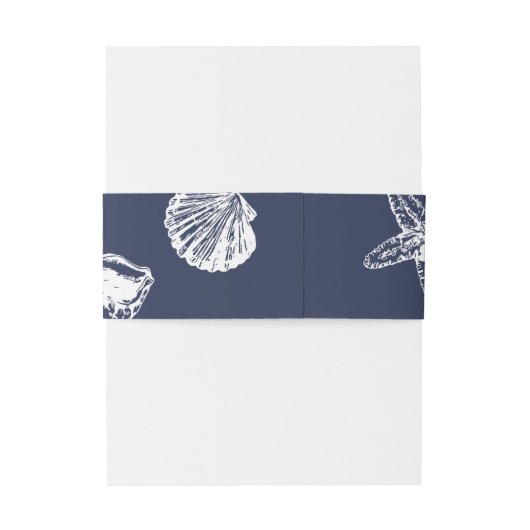 Nautical Oceanic classic dark navy blue Wedding Uitnodigingen Wikkel (Achterkant Voorbeeld)