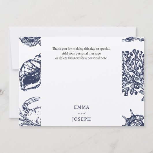 Nautical Oceanic dark navy "Bedankt" Kaart (Achterkant)