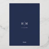 Nautical Oceanic dark navy blue gold folie Weddens Folie Uitnodiging (Achterkant)