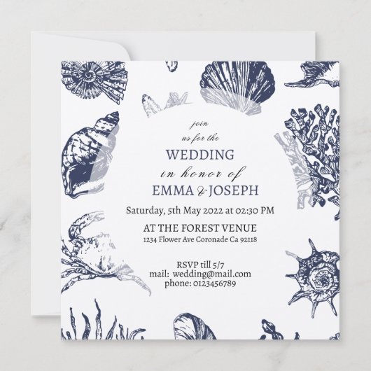 Nautical Oceanic dark navy Weddenschap Kaart (Voorkant)