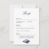 Nautical Oceanic dark navy Wedding Rsvp Kaart (Voorkant)