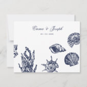 Nautical Oceanic dark navy Wedding Rsvp Kaart (Achterkant)