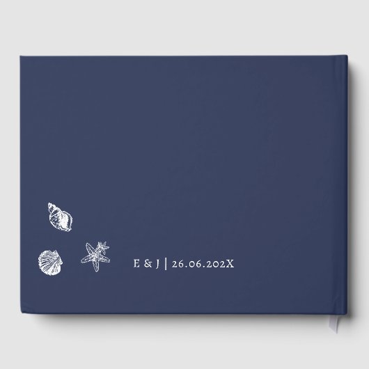 Nautical Oceanic klassiek marineblauw Bruiloft Gastenboek (Achterkant)